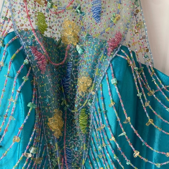 Vintage Y2K Silk Beaded Maxi Dress – Ibiza-Ready Glamour, Oceanic Elegance - Picture 11 of 14